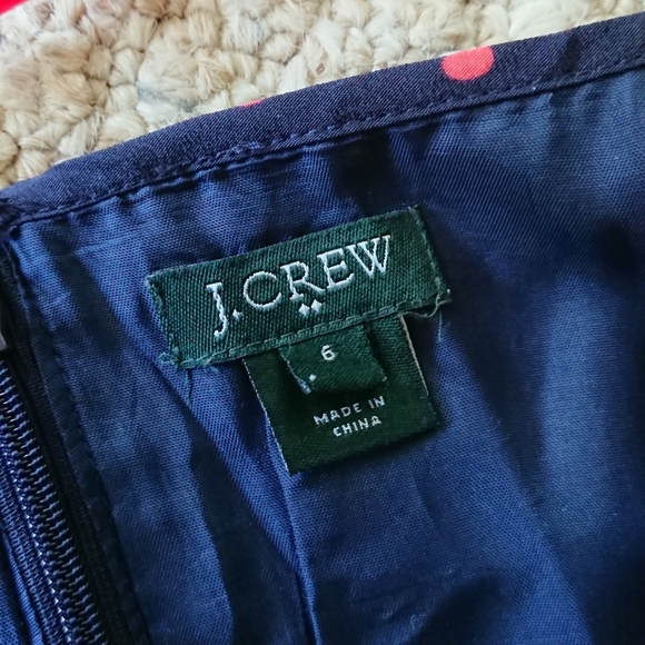 J. CREW Navy Blue & Pink Polka Dot Dress Size 6 - Picture 8 of 11